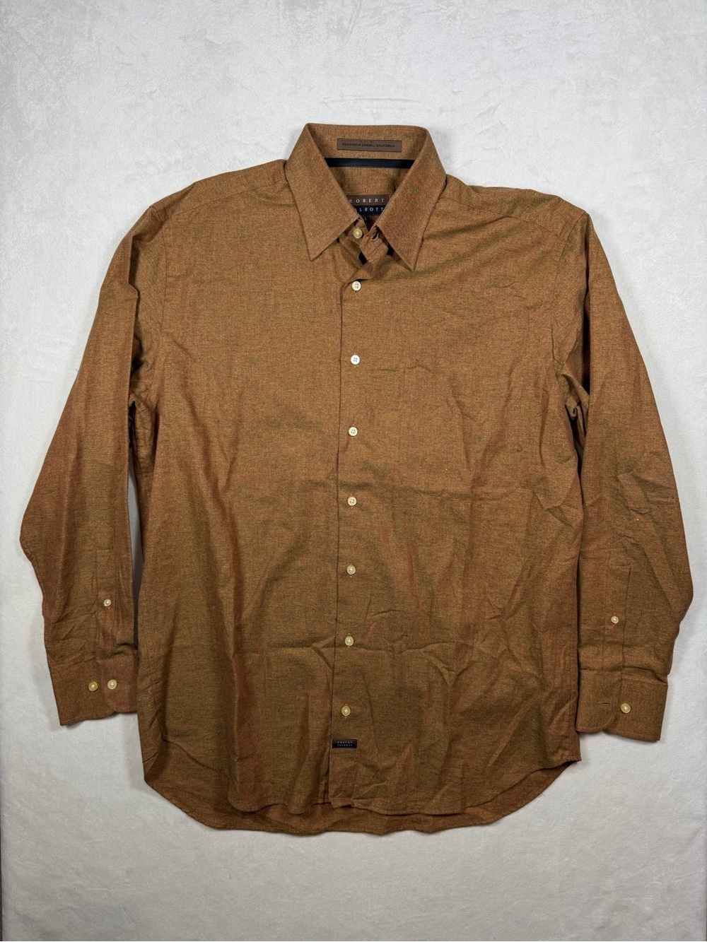 Robert Talbott Carmel Size Large Men's Rust Brown Long-Sleeve Button-Down Shirt